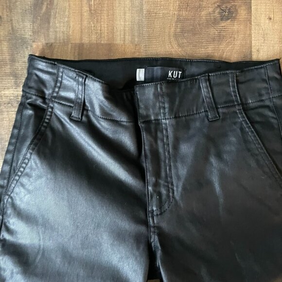KUT from the Kloth Black Coated Skinny Jeans Women’s 6 Faux Leather Zip Ankle P - Picture 2 of 6